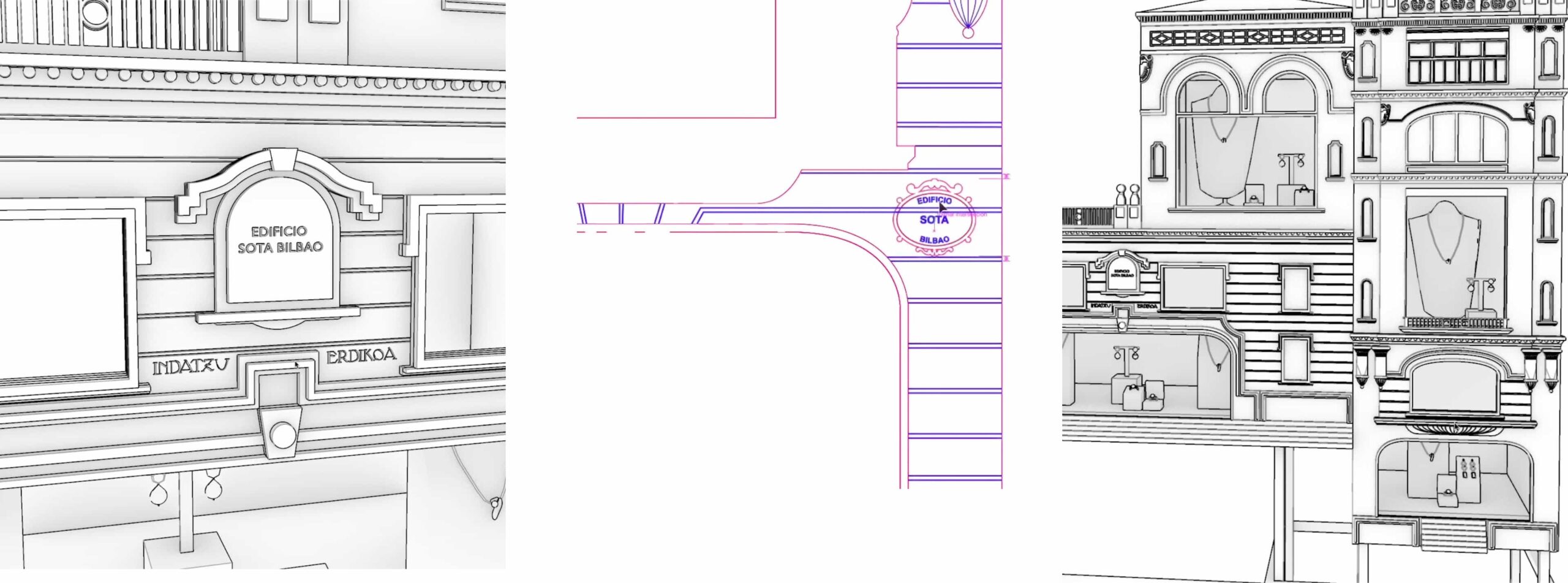 Rediseño de Edificio Sota para escaparates.